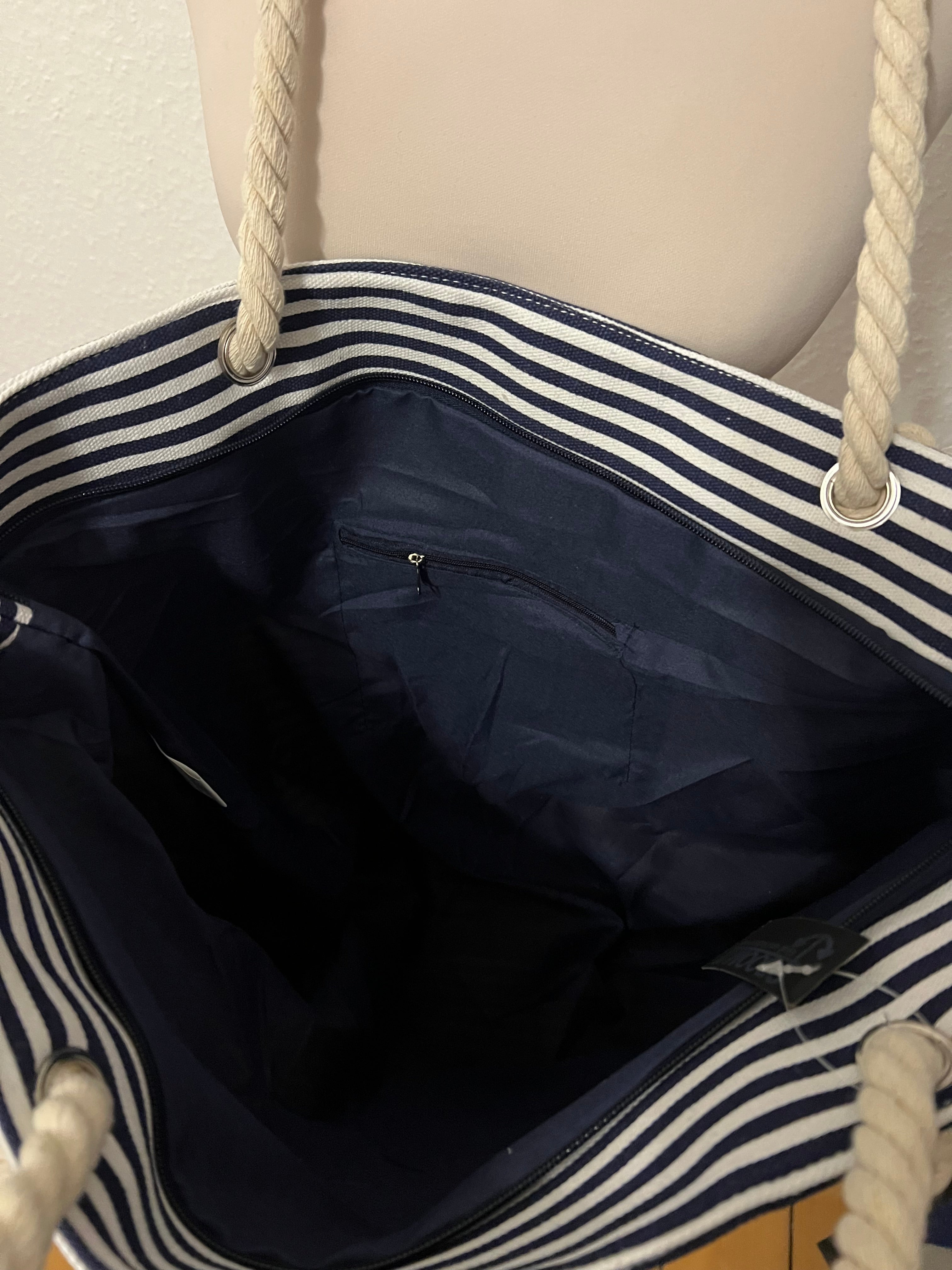 Tasche gestreift mit pinken Ankern