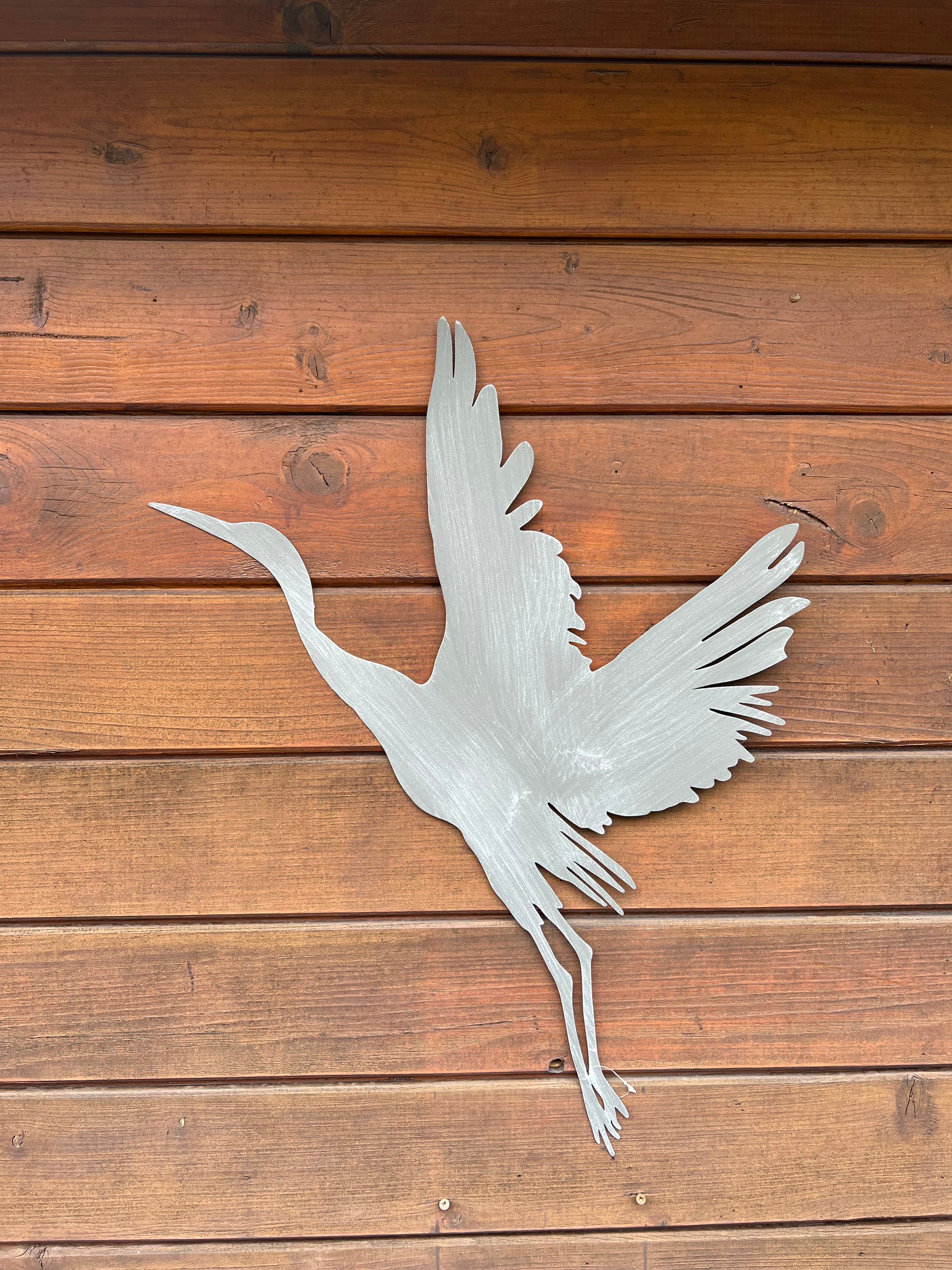 Kranich 57cm Wanddeko Metall