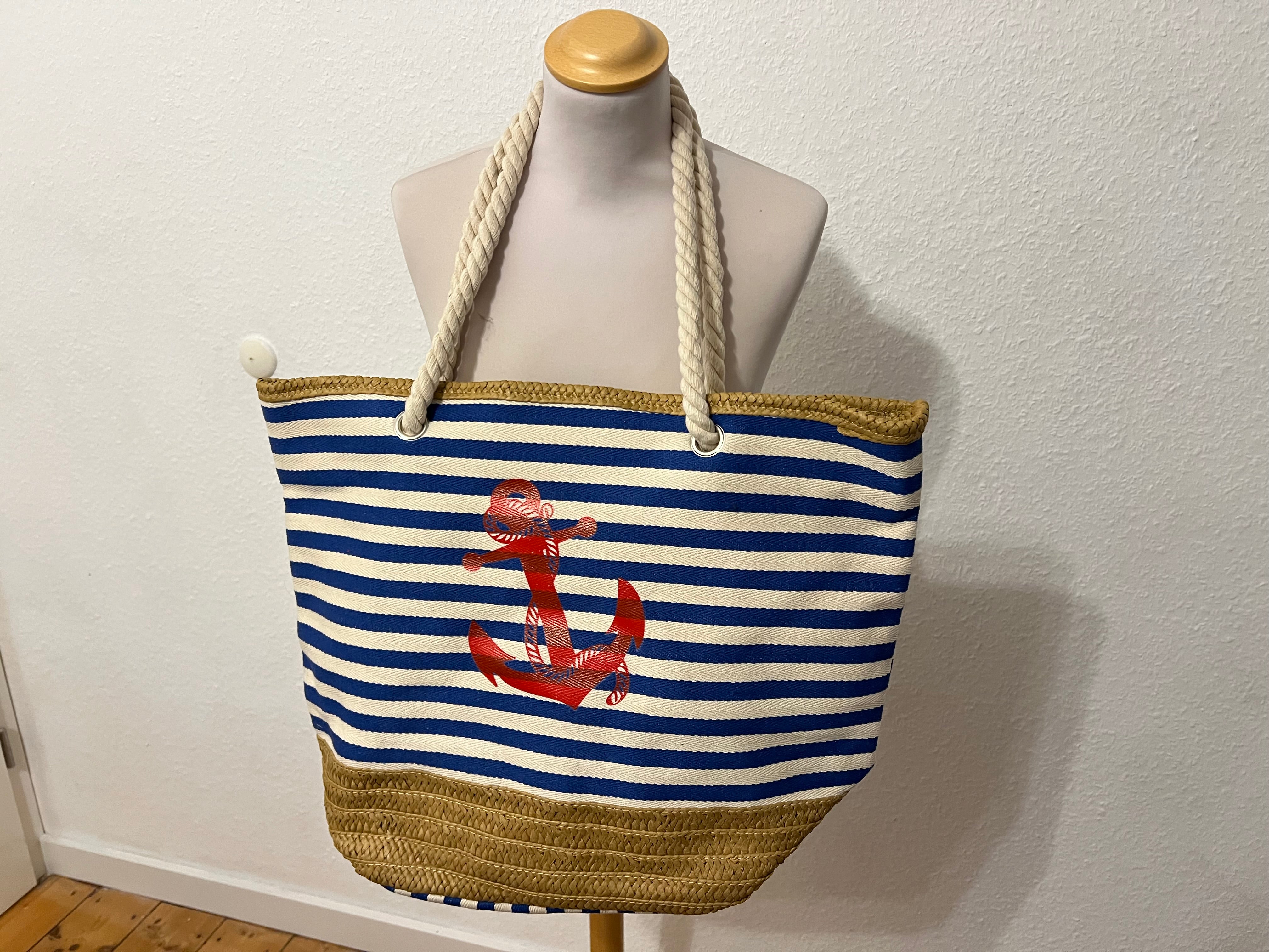 Tasche gestreift mit Flechtung und Reißverschluss