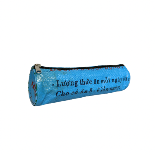 Beadbags rundes Federmäppchen aus recycelten Fischfuttersack Ri27 blau