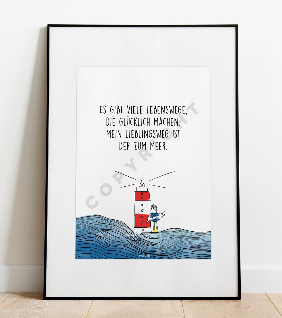 Mein Lieblingsweg ist der Weg zum Meer - Poster A4