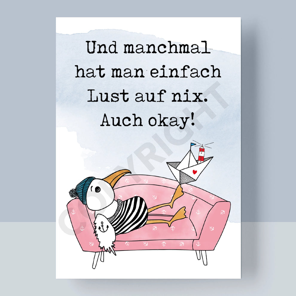 Postkarte - und manchmal hat man einfach Lust auf nix