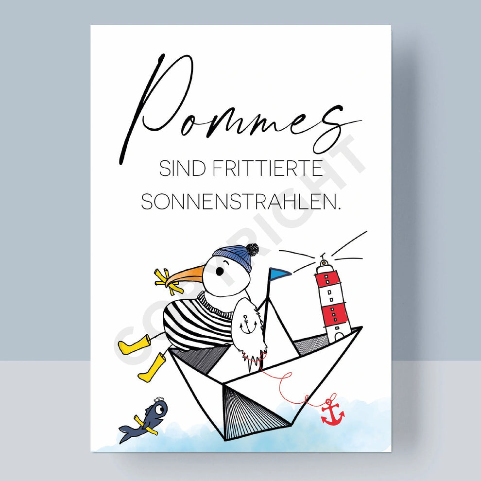 Postkarte - Pommes sind frittierte Sonnenstrahlen