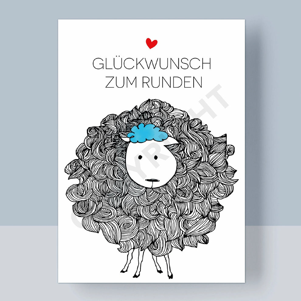 Postkarte - Glückwunsch zum Runden