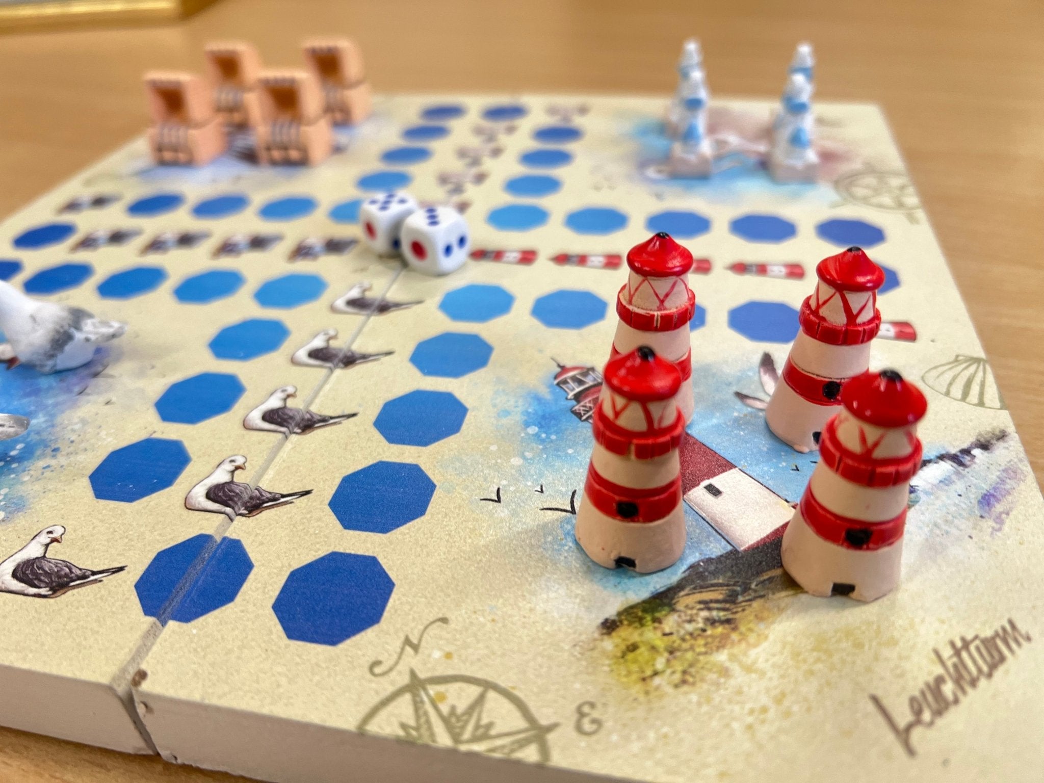 Brettspiel Würfelspiel maritim mit Figuren Familienspiel - MEER DEKO