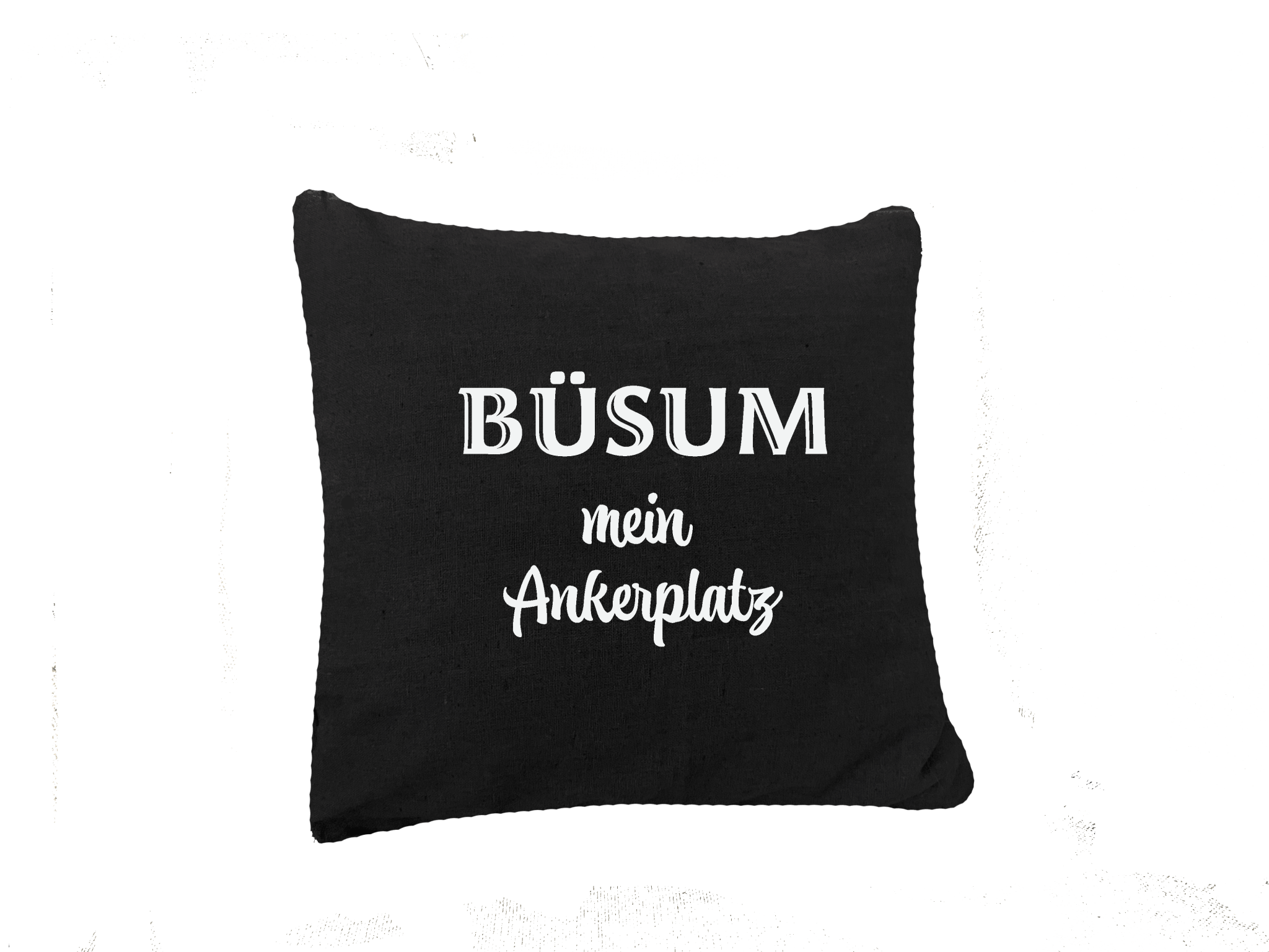 Büsum „mein Ankerplatz“ Kissenbezug 40x40cm schwarz - MEER DEKO