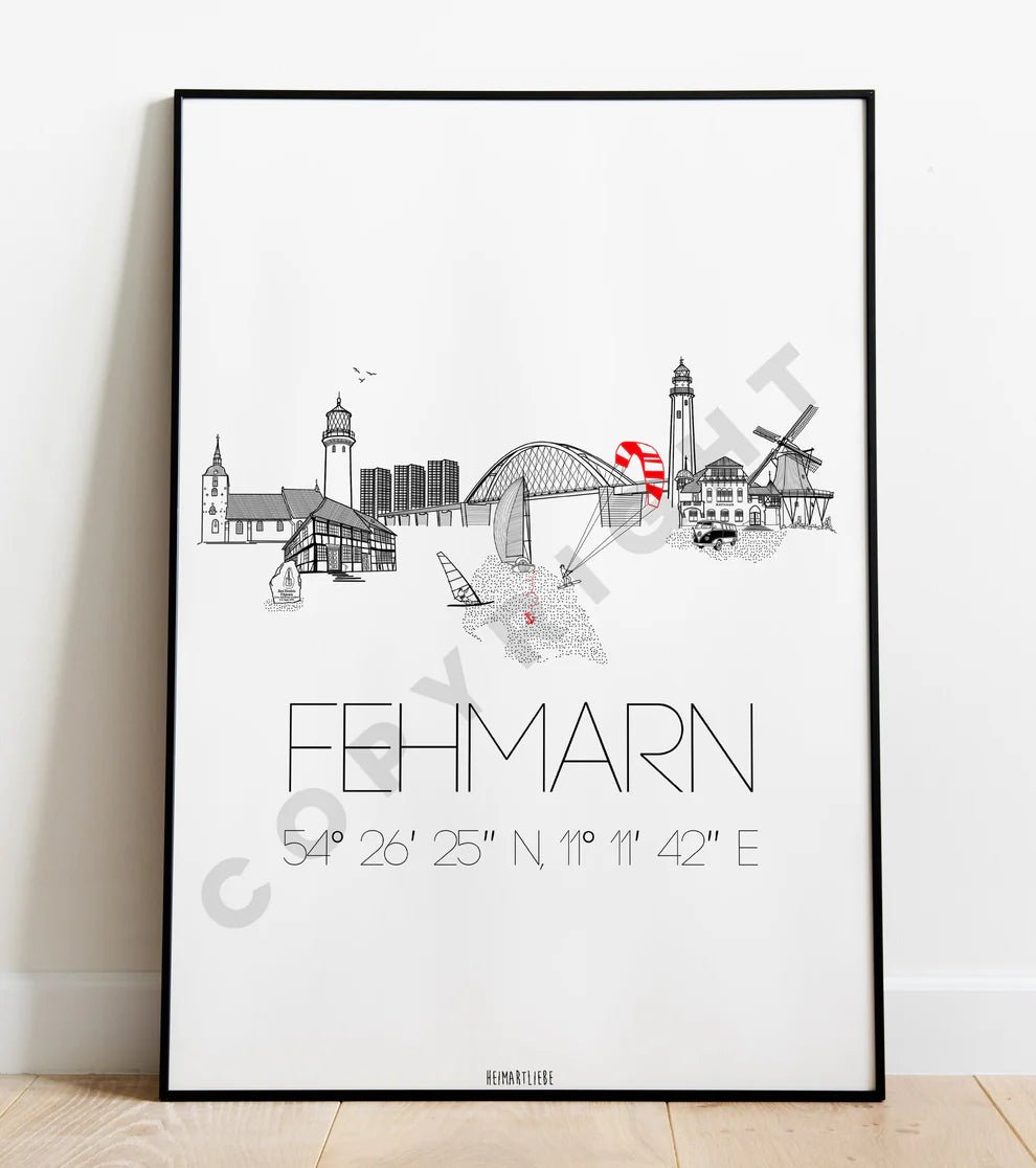 Fehmrn Skyline Poster A4 - MEER DEKO