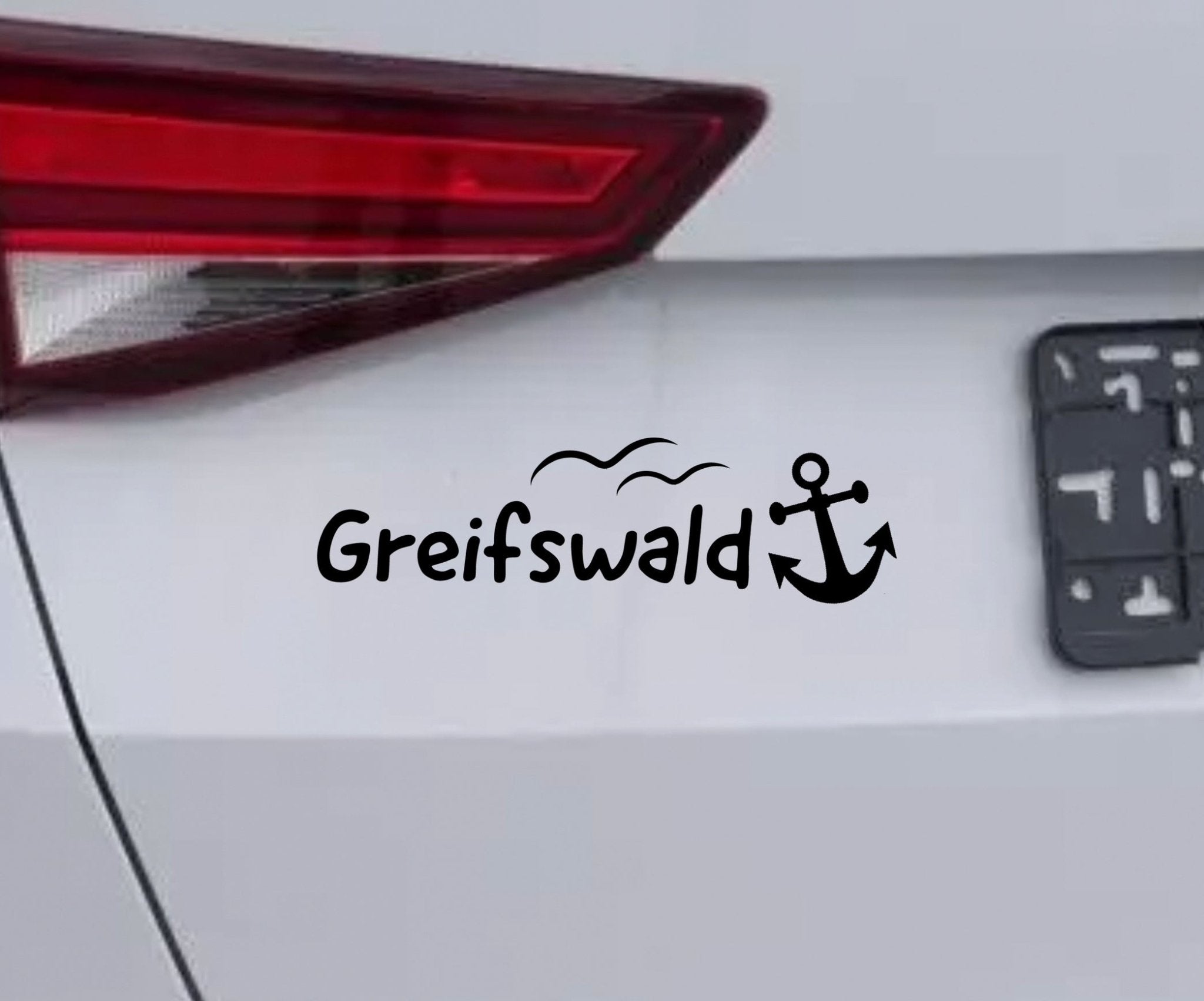 Greifswald Autoaufkleber mit Anker und Möwen - MEER DEKO