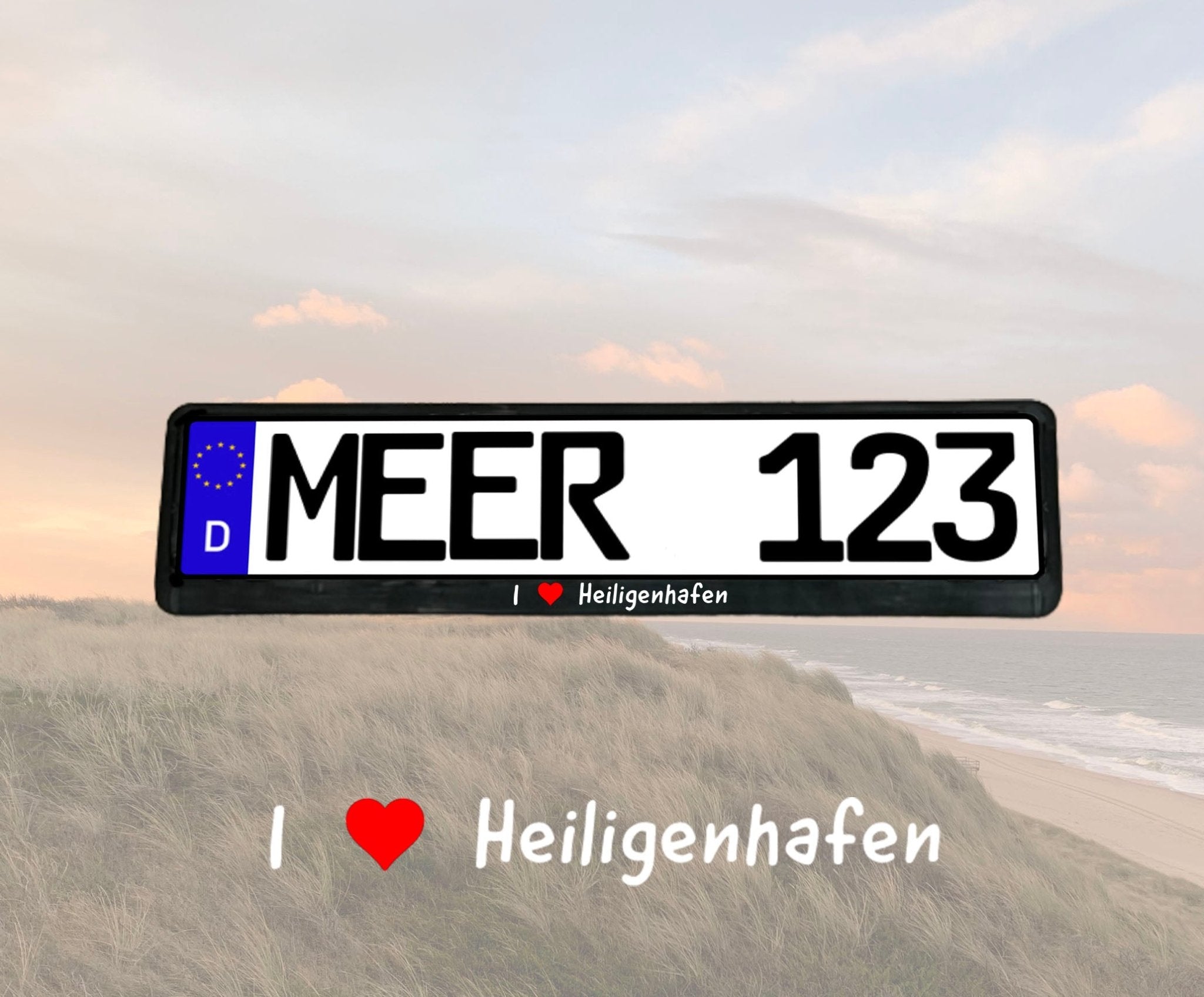 Heiligenhafen Kennzeichenhalter KFZ „I love Heiligenhafen“ - MEER DEKO