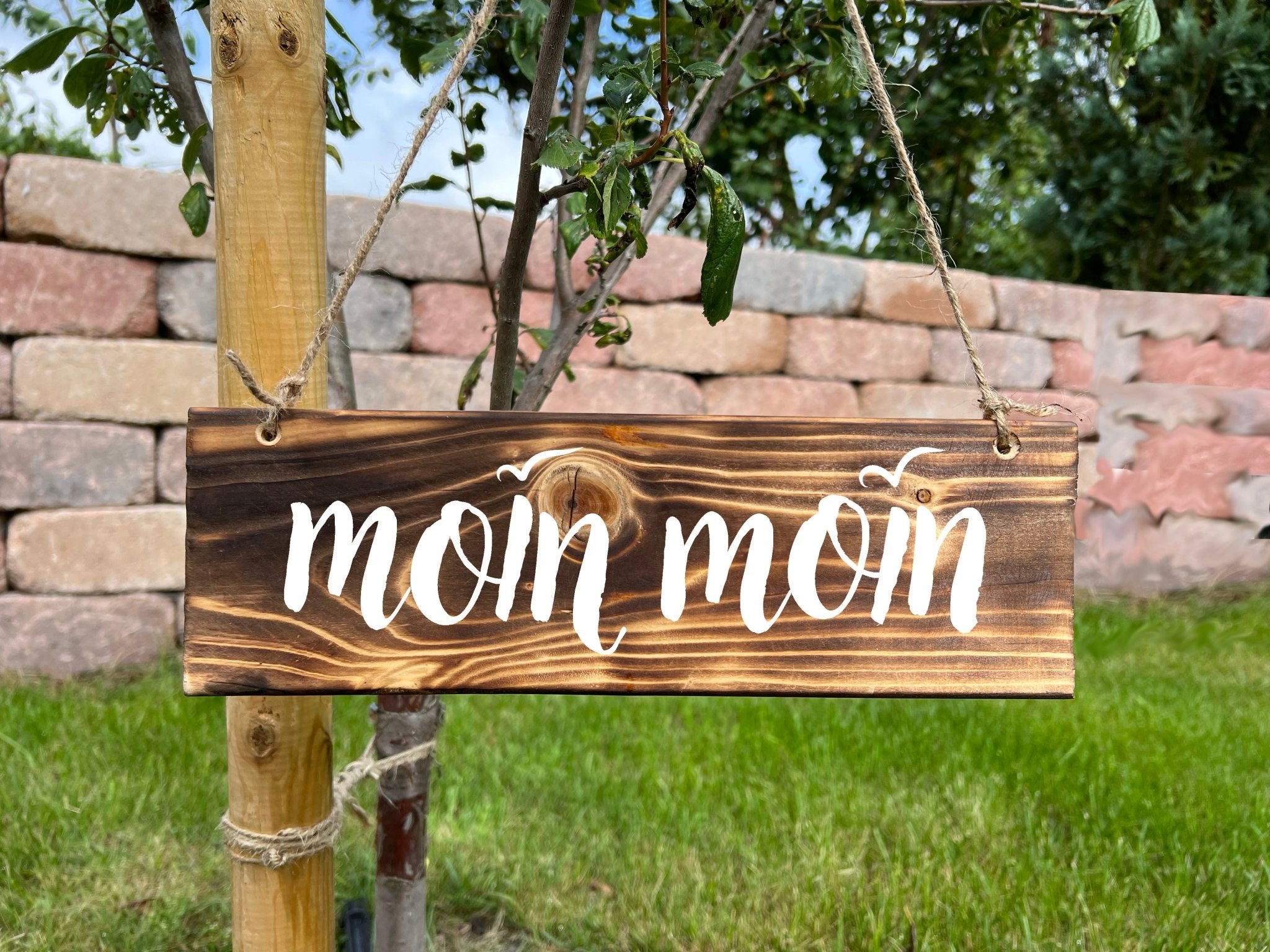 Holzschild „Moin Moin“ mit Möwen L. 31cm - MEER DEKO