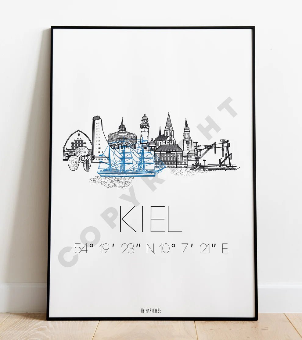 Kiel Skyline Poster A4 - MEER DEKO