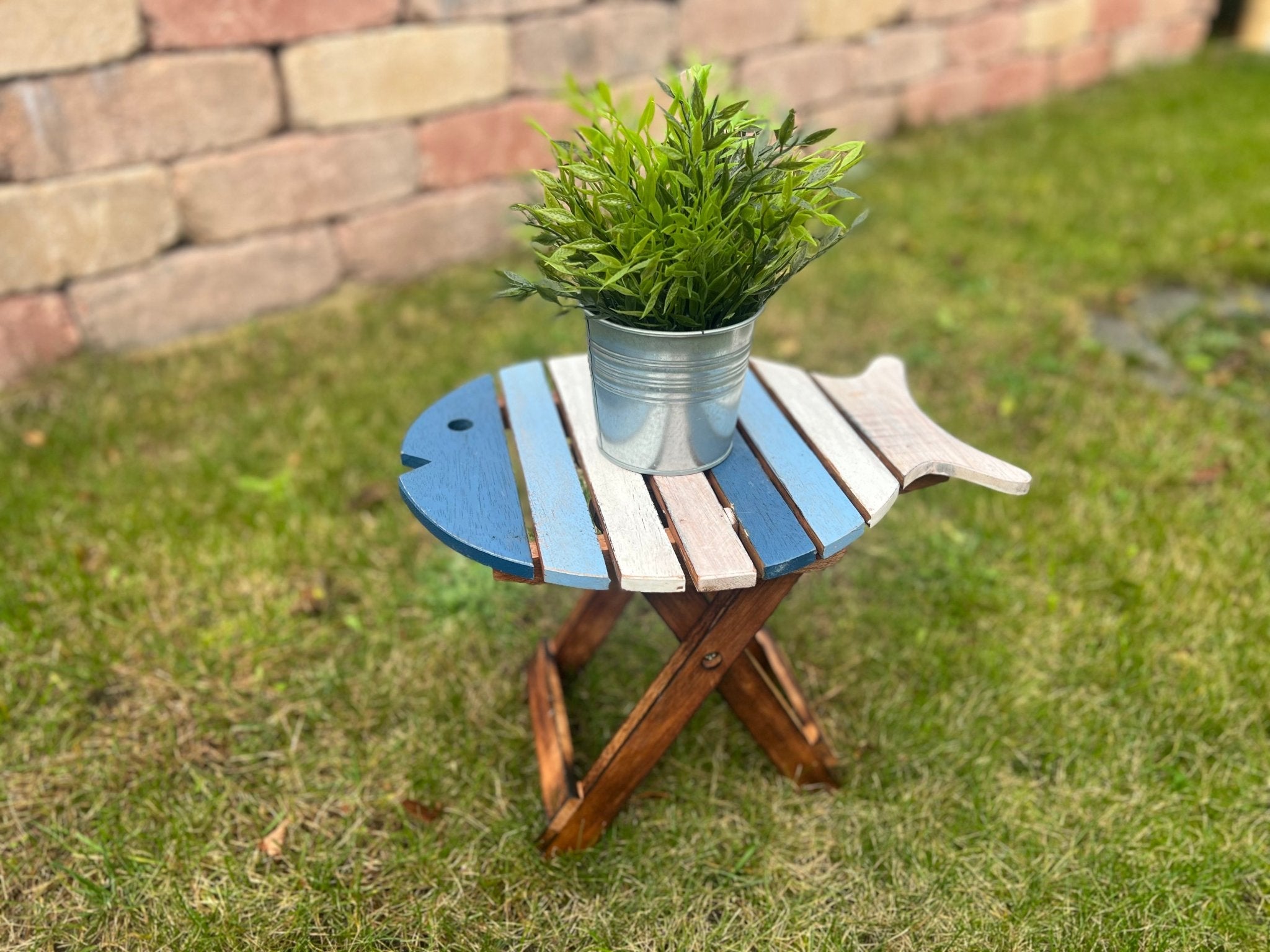 Klapptisch Hocker Fisch aus Holz - MEER DEKO