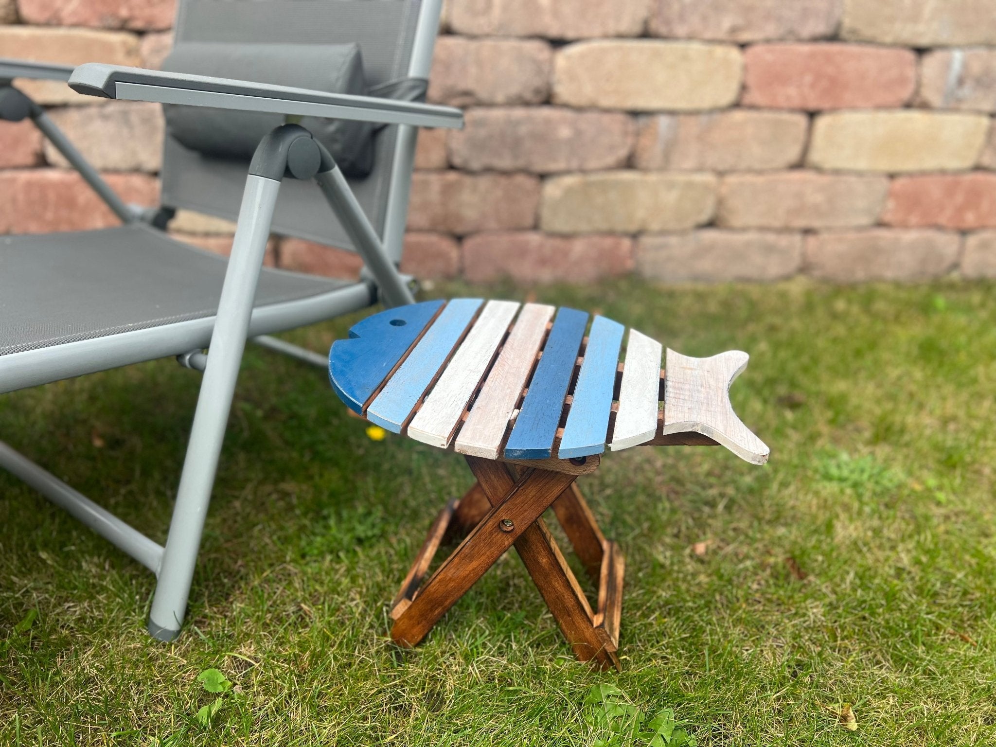 Klapptisch Hocker Fisch aus Holz - MEER DEKO