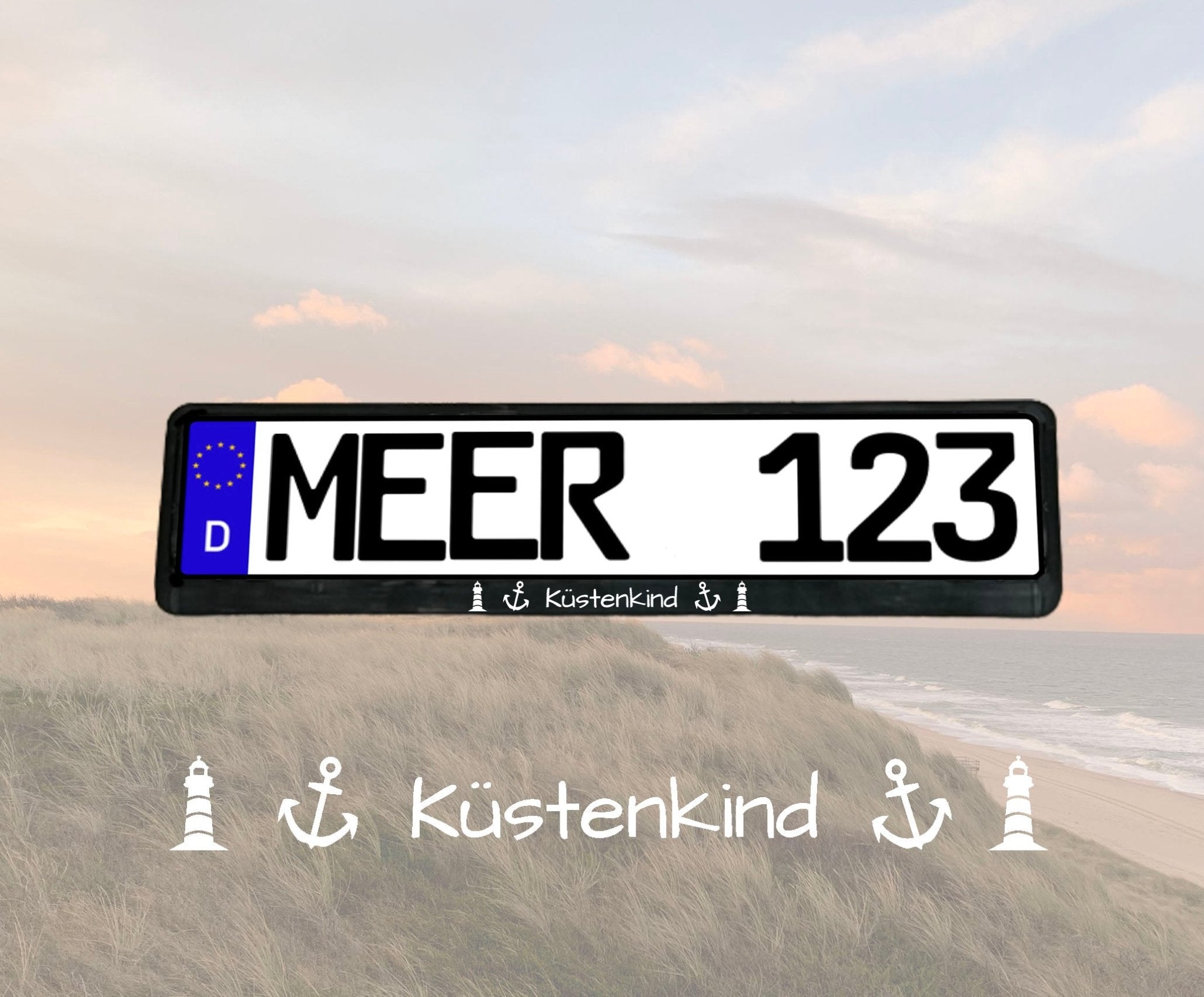 Küstenkind Kennzeichenhalter KFZ Anker und Leuchtturm - MEER DEKO