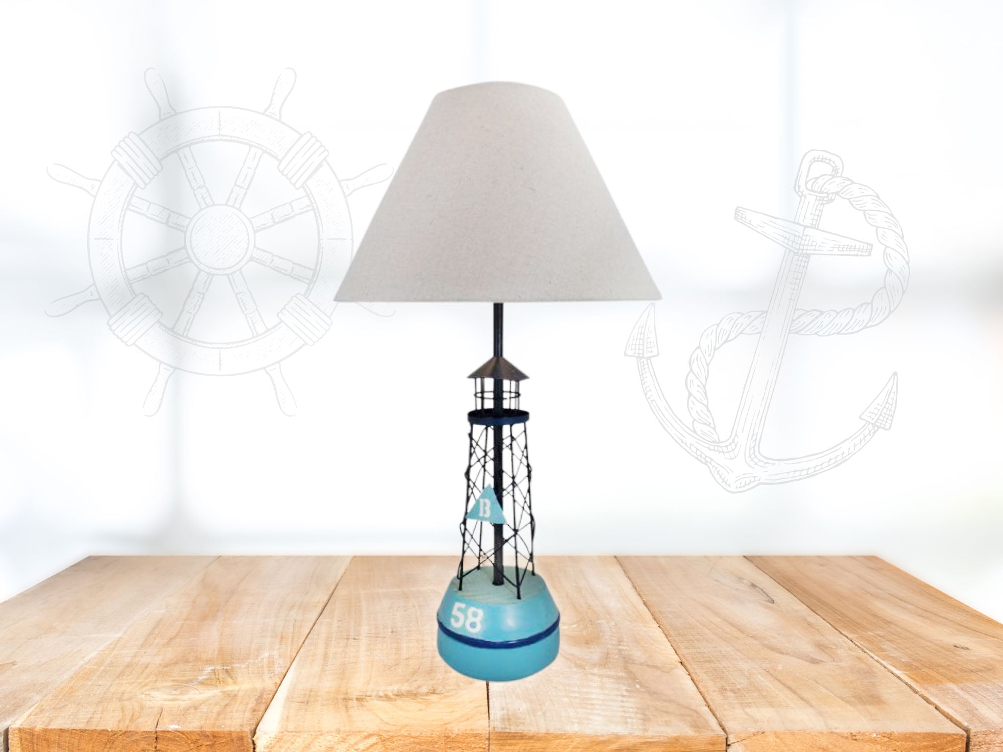 Lampe Boje H. 53cm mit Schirm - MEER DEKO