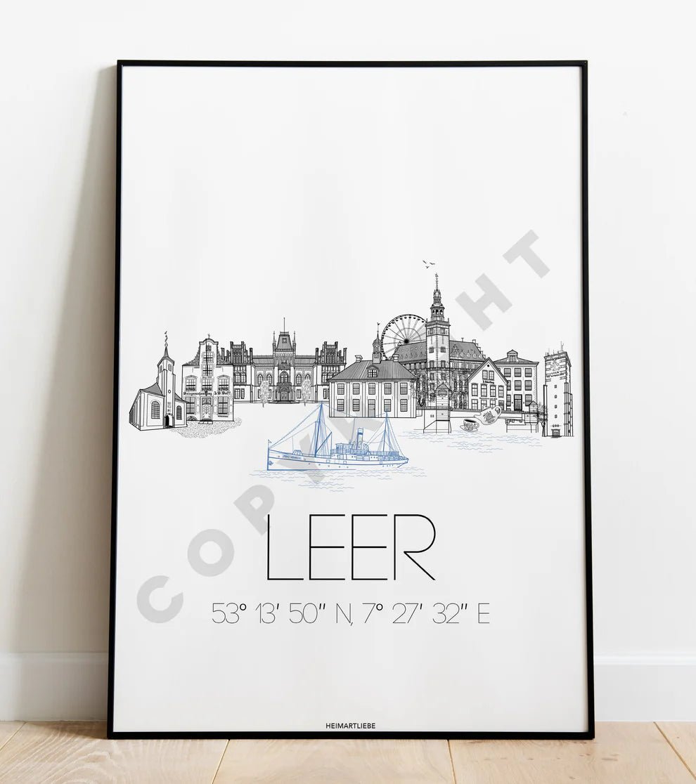 Leer Skyline Poster A4 - MEER DEKO