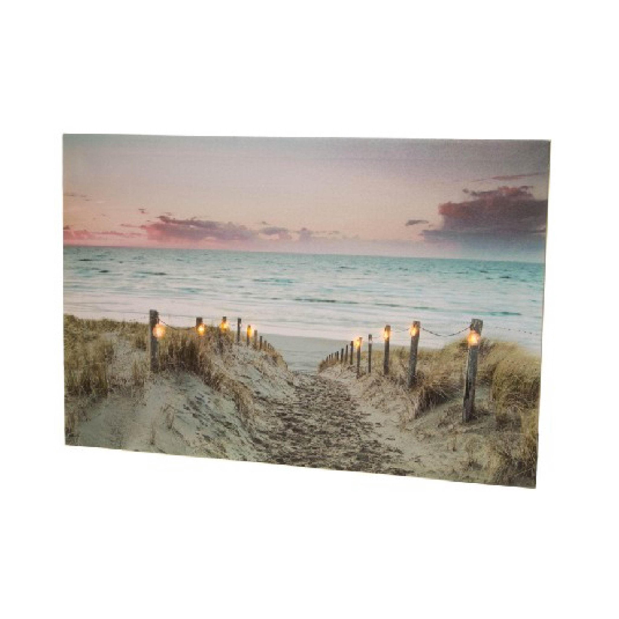 Leinwand Bild mit LED „Strandaufgang“ - MEER DEKO