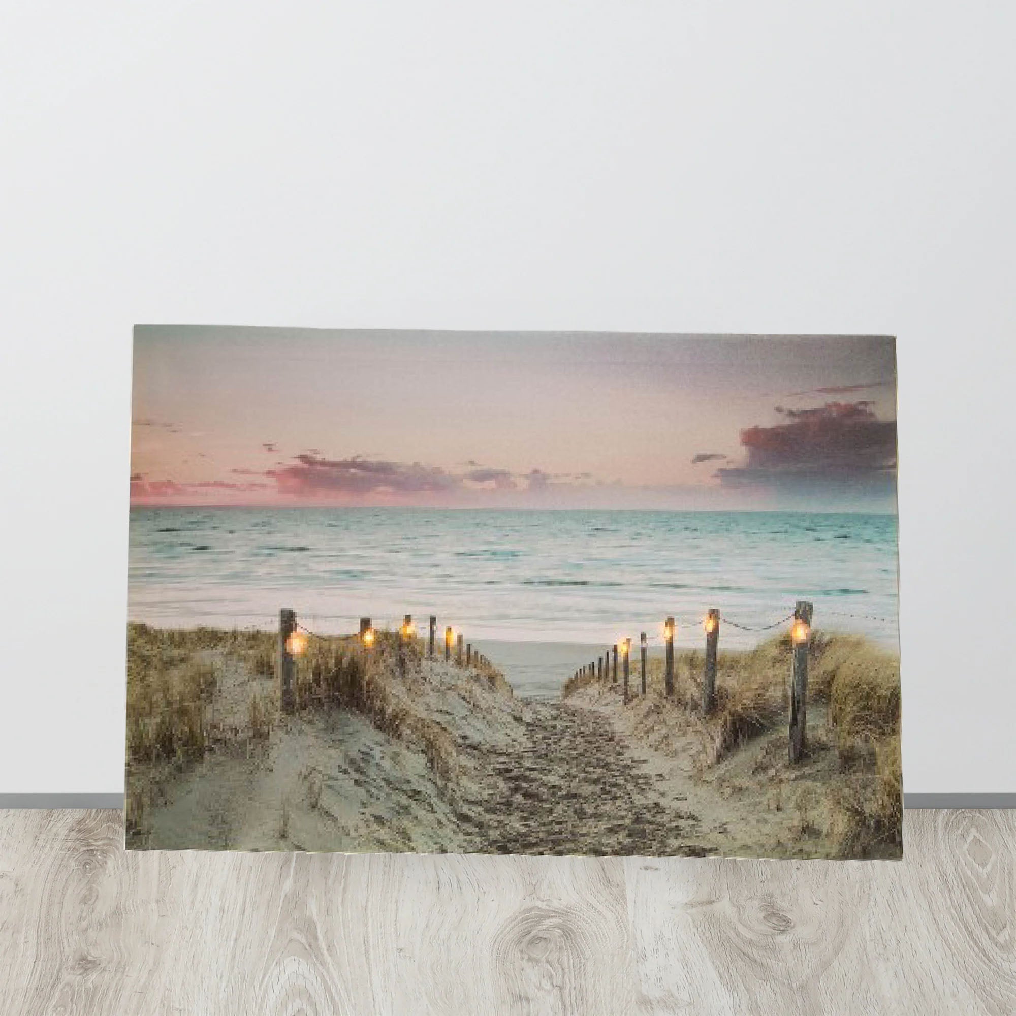 Leinwand Bild mit LED „Strandaufgang“ - MEER DEKO