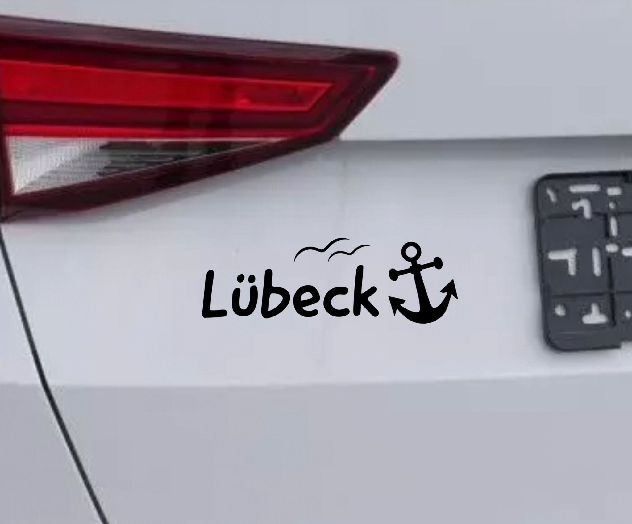 Lübeck Autoaufkleber mit Anker und Möwen - MEER DEKO