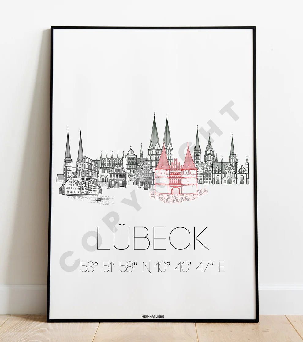 Lübeck Skyline Poster A4 - MEER DEKO