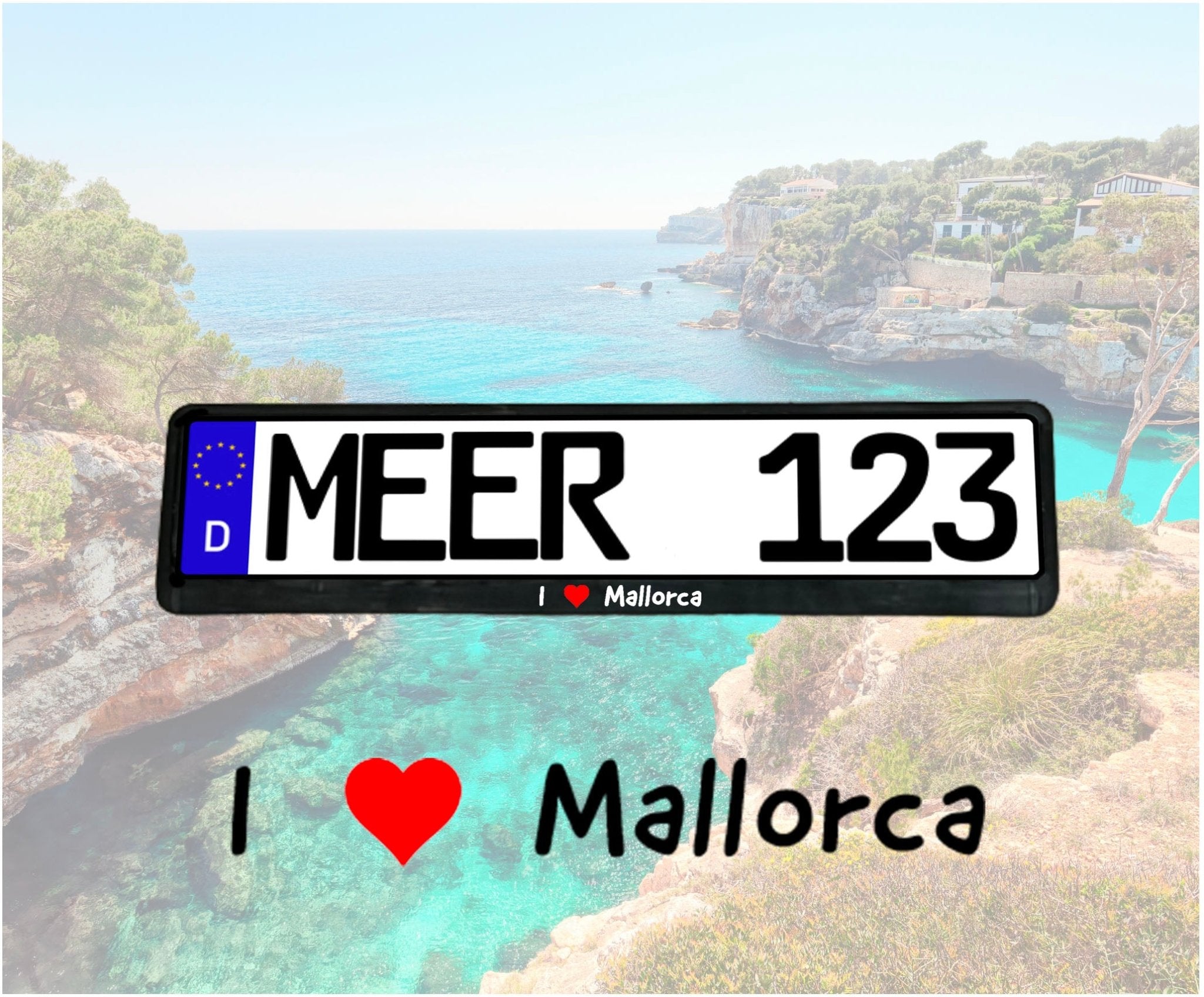 Mallorca Kennzeichenhalter KFZ I love Mallorca Spanien Souvenir - MEER DEKO