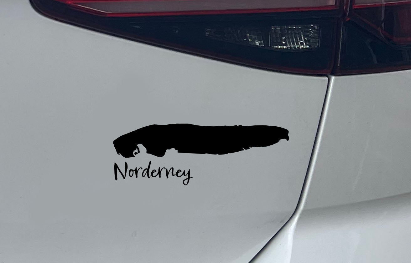 Norderney Autoaufkleber mit Silhouette und Schriftzug - MEER DEKO