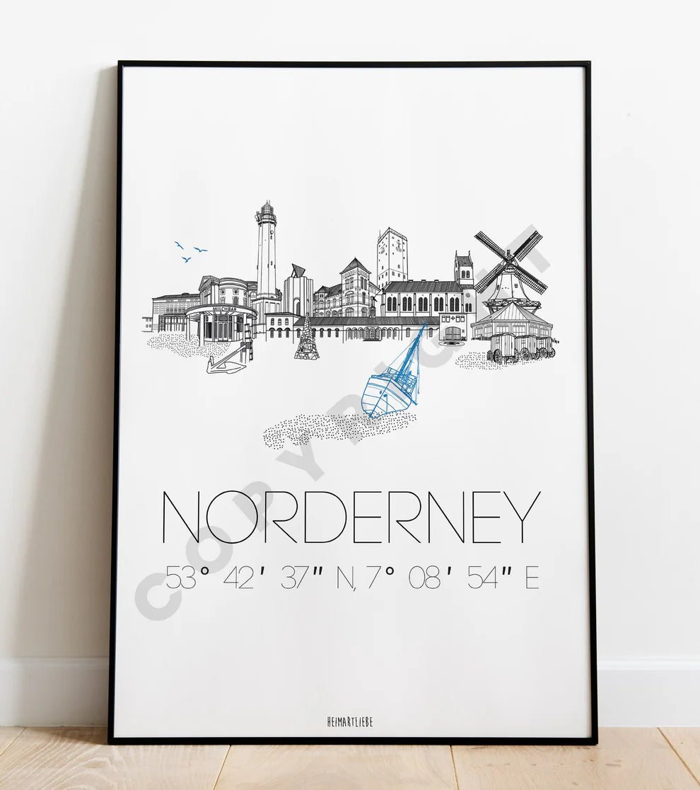 Norderney Skyline Poster A4 - MEER DEKO