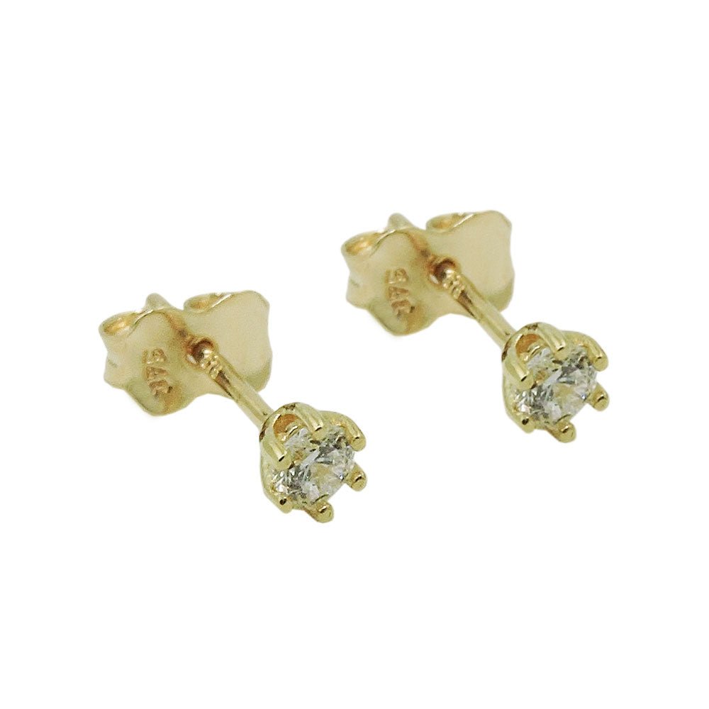 Ohrstecker Ohrring 3mm Zirkonia 9Kt GOLD - MEER DEKO