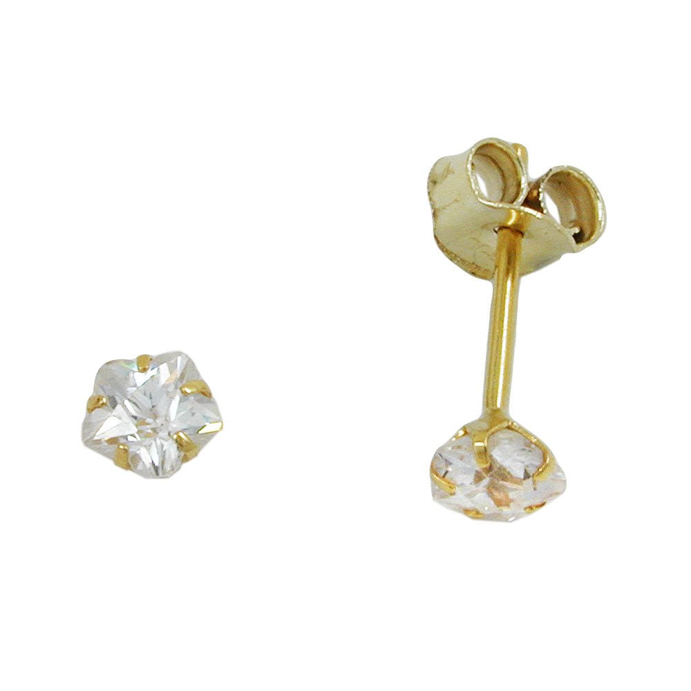 Ohrstecker Ohrring 4mm Zirkonia in Blumenform 9Kt GOLD - MEER DEKO