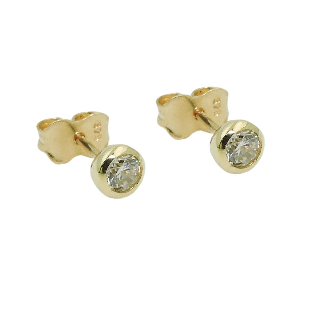 Ohrstecker Ohrring 4mm Zirkonia rund 9Kt GOLD - MEER DEKO