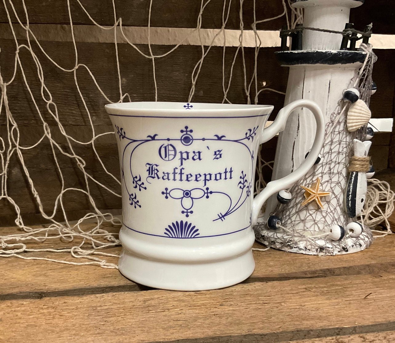 Opa’s Kaffeepott Tasse indisch blau - MEER DEKO