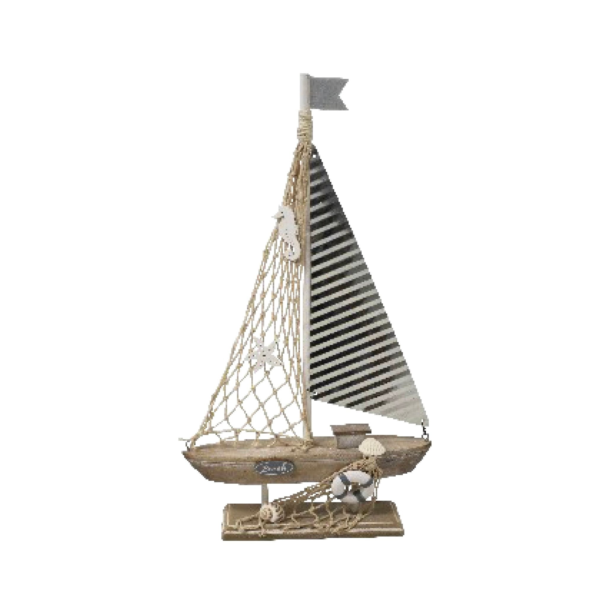 Segelschiff H. 41cm Holz massiv - MEER DEKO