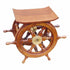 Steuerrad - Tisch/Hocker Holz/Messing, H: 39cm - MEER DEKO