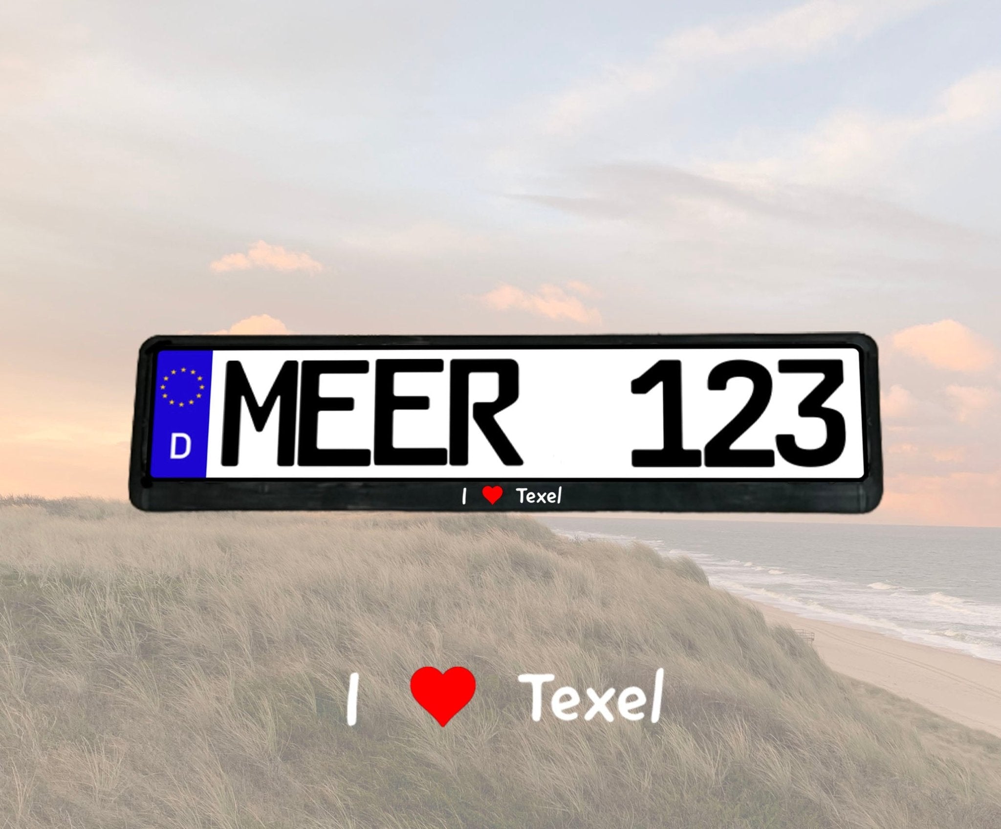 Texel Kennzeichenhalter KFZ „I love Texel“ - MEER DEKO