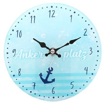 Uhr Glas 30cm „Ankerplatz“ - MEER DEKO