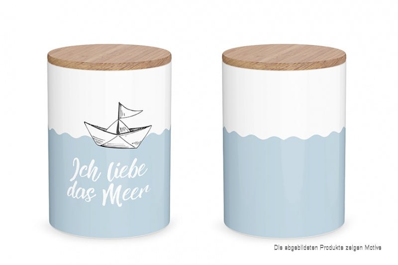 Vorratsdose „Ich liebe das Meer“ mit Holzdeckel - MEER DEKO